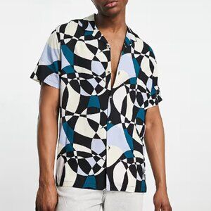 ASOS Abstract Pattern Button Down Shirt - Small TALL